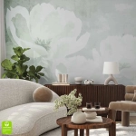 Fototapeta na wymiar florystyczna z białymi kwiatami na teksturowym, szarozielonym tle