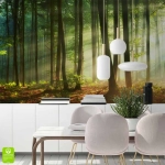 Fototapeta - Zielony las słońce do salonu sypialni na wymiar 3D drzewa natura krajobraz, styl nowoczesny