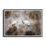 Plakat - Żurawie w liściach palmowych