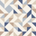 Zbliżenie wzoru tapety geometrycznej w odcieniach beżu, granatu i bieli, nowoczesny design ścienny