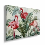 Obraz na płótnie - Flamingi w zielonych liściach