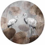 Fototapeta okrągła - Żurawie w liściach palmowych