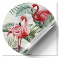 Fototapeta-okragla- flamingi-w-zielonych-lisciach-naklejka.webp