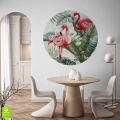 Fototapeta-okragla- flamingi-w-zielonych-lisciach-wnetrze1.webp