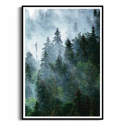Plakat Las we mgle III czarna ramka