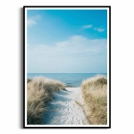 Plakat - Malowniczy widok morza - Ścieżka przez wydmy na plaży