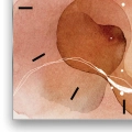 Zegar-kwadrat-kreski-fragment-akwarelowa-brazowa-abstrakcja.webp