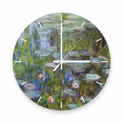 Zegar-30x30-kolo-kreski-przod-claude- monet-lilie-wodne-i-most-japonski.webp