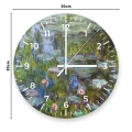 Zegar-30x30-kolo-cyfry-wymiary-claude- monet-lilie-wodne-i-most-japonski.webp