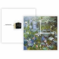 Zegar-30x30-kwdrat-cyfry-biale mechanizm-claude- monet-lilie-wodne-i-most-japonski.webp