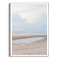 Plakat - Pejzaż Plaży z Morzem, Piaskiem i Chmurami srebrna ramka