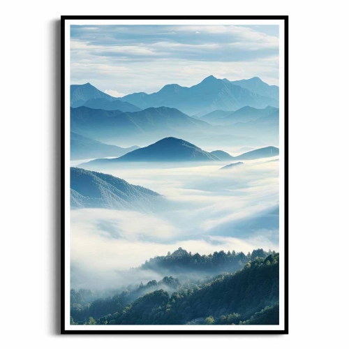 plakat-czarna-ramka-przod-szczyty-gorskie-w-chmurach-II.webp