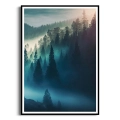 plakat-czarna-ramka-przod-mglisty-las-w-gorach.webp