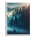 plakat-biała-ramka-przod-mglisty-las-w-gorach.webp