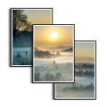 zestaw-plakatow-przod-wschod-slonca-nad-lasem-we-mgle-tryptyk.webp