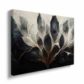 obraz-na-plotnie-kwiaty-i-liscie-w-ciemnych-barwach-II-bok.webp
