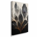 obraz-na-plotnie-kwiaty-i-liscie-w-ciemnych-barwach-II-bok-pion.webp