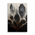 obraz-na-plotnie-kwiaty-i-liscie-w-ciemnych-barwach-II-przod- pion.webp