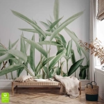 Fototapeta na Wymiar Duże Zielone Liście, Styl Skandynawski i Boho, Wzór Roślinny