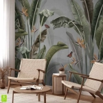 Nowoczesna Fototapeta na wymiar, Botaniczna Strelicja Królewska do Salonu, Sypialni, Zielone liście bananowca