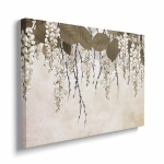 Obraz na płótnie - Wiszące kwiaty glicynii, brązowe liście do Salonu i Sypialni 