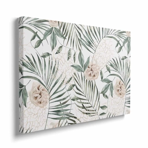 obraz-na-plotnie-liscie-i-kwiaty-tropikalne-bok.webp