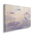 Obraz na płótnie - Lecące łabędzie w chmurach, Bajkowy mural akwarelowy do Sypialni