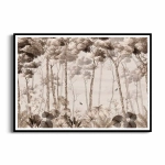 Plakat - Pejzaż leśny we Mgle w Odcieniach Beżu i Brązu, Sepia, Kolory Ziemi