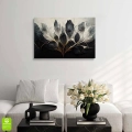 obraz-na-szkle-akrylowym-kwiaty-i-liscie-w-ciemnych-barwach-II-wnetrze.webp