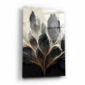 obraz-na-szkle-akrylowym-kwiaty-i-liscie-w-ciemnych-barwach-II-bok-pion.webp