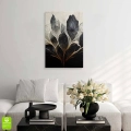 obraz-na-szkle-akrylowym-kwiaty-i-liscie-w-ciemnych-barwach-II-wnetrze-pion.webp