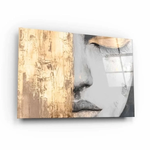 Obraz na szkle akrylowym - Artystyczny portret kobiety ze złotem