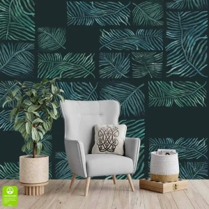 Fototapeta na wymiar - Zielone liście zamknięte w kształcie prostokąta