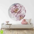 samoprzylepna tapeta w kształcie koła przedstawiająca różowe piwonie w salonie
