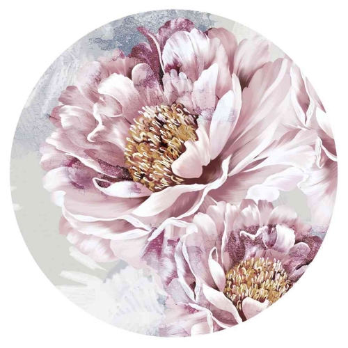 tapeta w kształcie koła z różowym kwiatem piwonii