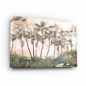 Obraz na szkle akrylowym - Tropikalne Palmy w Stylu Boho, Do Sypialni lub Salonu
