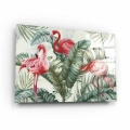 obraz-na-szkle-akrylowym-flaminigi-w-zielonych-lisciach-bok.webp