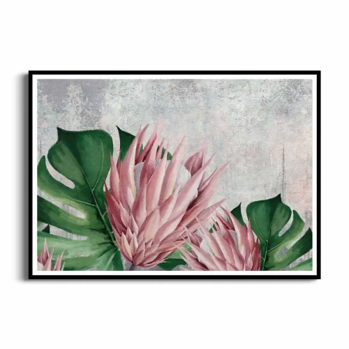 plakat-czarna-ramka-przod-botaniczny-motyw-z-rozowych-kwiatow.webp