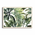plakat-drewniana-ramka-przod-tropikalne-liscie-na-bialym-tle.webp