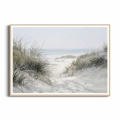 plakat-drewniana-ramka-przod-wydmy-nad-morzem-z-trawami.webp