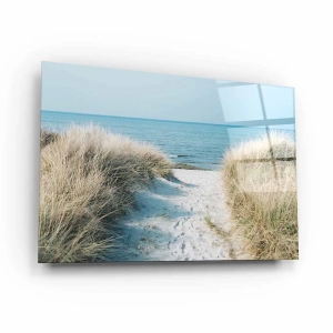 Obraz na szkle akrylowym - Malowniczy widok morza - Ścieżka przez wydmy na plaży