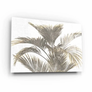 Obraz na szkle akrylowym - Stylowy obraz ścienny z liśćmi palmowymi do salonu, sypialni lub jadalni 