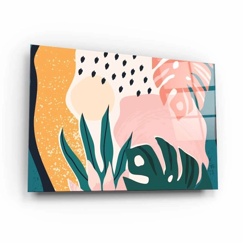 obraz-na-szkle-akrylowym-tropikalne -liscie-w-pastelowych-kolorach-bok.webp