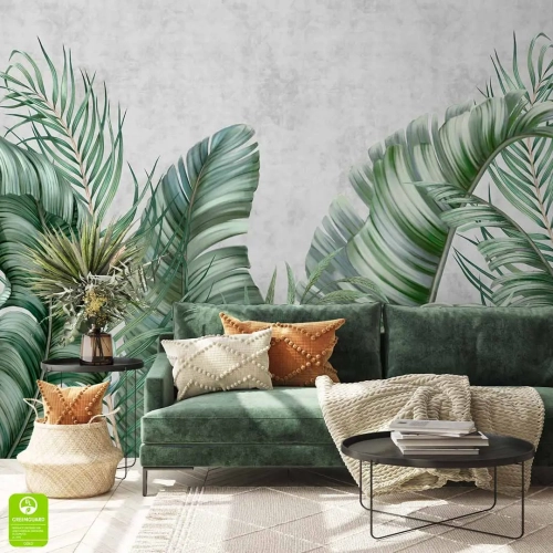 nowoczesna-fototapeta-egzotyczne-liscie-palmy-zielona-kanapa.webp