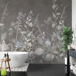 Fototapeta na wymiar, Botaniczna Elegancja – Szary Motyw, Natura, Loft, Do Sypialni, Łazienki, Salonu