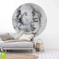 okrągła fototapeta samoprzylepna decorlabs®  z motywem Kobieta i kwiat naklejona na ścianie w salonie
