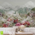 fototapeta-na-wymiar-do-sypialni-kwiaty-akwarela-gory.webp