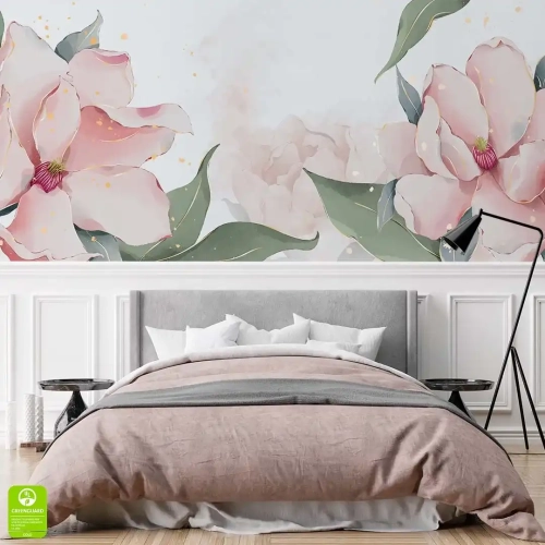 fototapeta-do-sypialni-rozowe-kwiaty-magnolii.webp