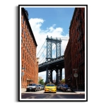 Plakat - Żółta taksówka na tle Manhattan Bridge