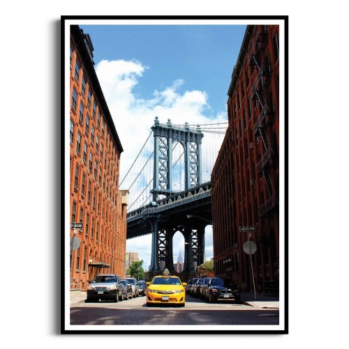 Plakat-zolta-taksowka-na-tle-manhattan-bridge-czarna-rama_web.webp